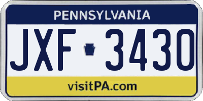 PA license plate JXF3430