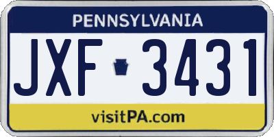 PA license plate JXF3431