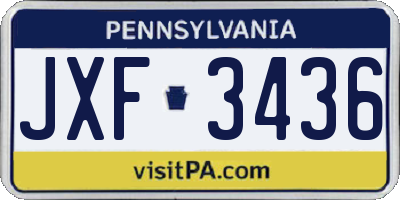 PA license plate JXF3436