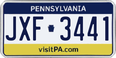 PA license plate JXF3441