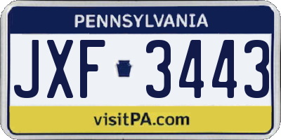 PA license plate JXF3443
