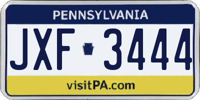 PA license plate JXF3444