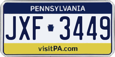 PA license plate JXF3449