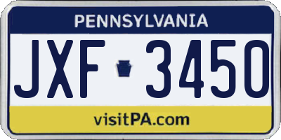 PA license plate JXF3450