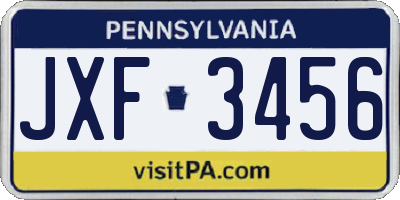 PA license plate JXF3456