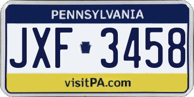 PA license plate JXF3458