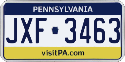 PA license plate JXF3463