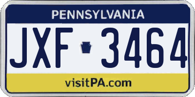 PA license plate JXF3464
