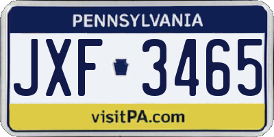 PA license plate JXF3465
