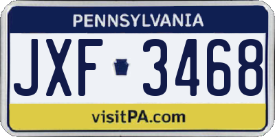 PA license plate JXF3468
