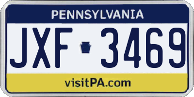 PA license plate JXF3469