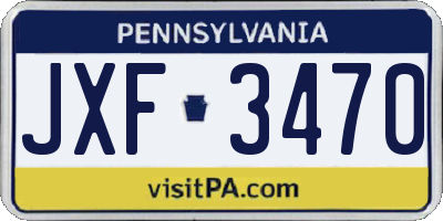 PA license plate JXF3470