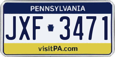 PA license plate JXF3471