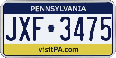 PA license plate JXF3475