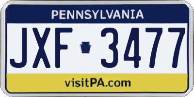 PA license plate JXF3477