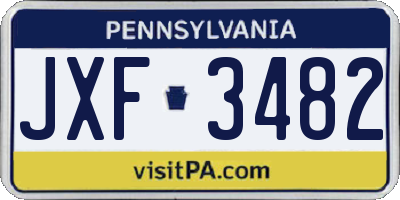 PA license plate JXF3482