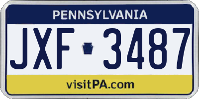 PA license plate JXF3487