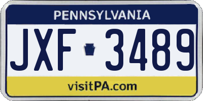 PA license plate JXF3489