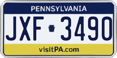 PA license plate JXF3490