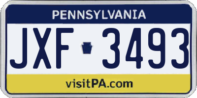 PA license plate JXF3493