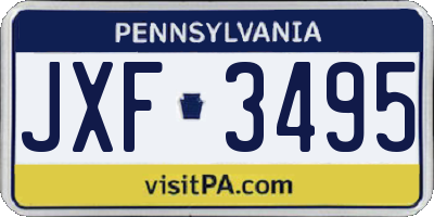 PA license plate JXF3495