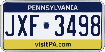 PA license plate JXF3498