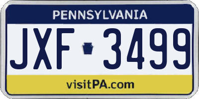 PA license plate JXF3499