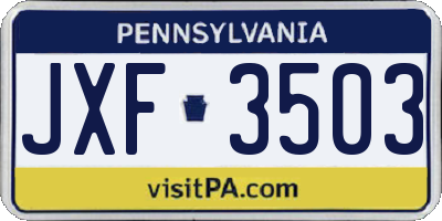 PA license plate JXF3503
