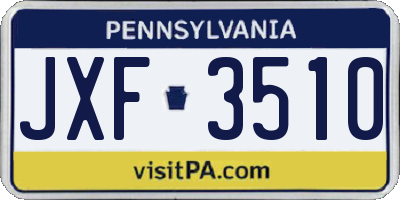 PA license plate JXF3510