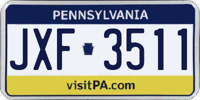 PA license plate JXF3511