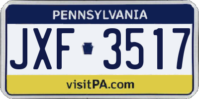 PA license plate JXF3517