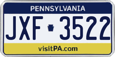 PA license plate JXF3522