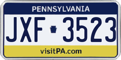 PA license plate JXF3523