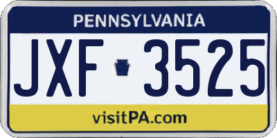 PA license plate JXF3525