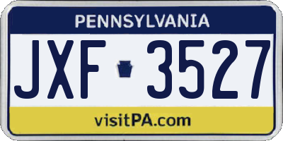 PA license plate JXF3527