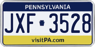 PA license plate JXF3528