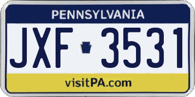 PA license plate JXF3531