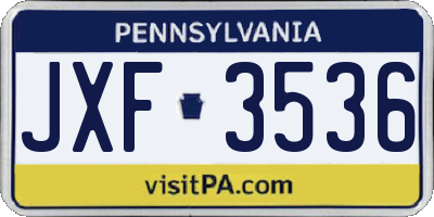 PA license plate JXF3536