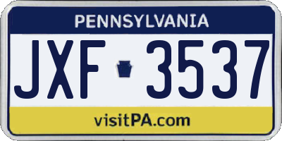 PA license plate JXF3537