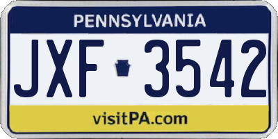 PA license plate JXF3542