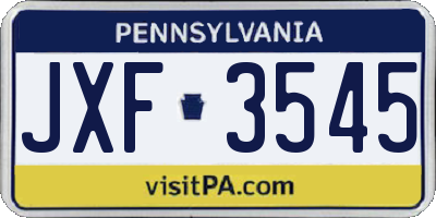 PA license plate JXF3545