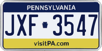 PA license plate JXF3547