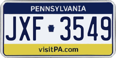 PA license plate JXF3549