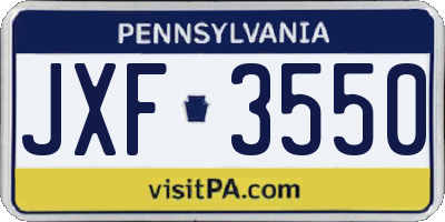 PA license plate JXF3550