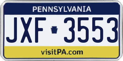 PA license plate JXF3553
