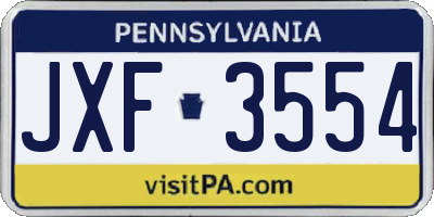 PA license plate JXF3554