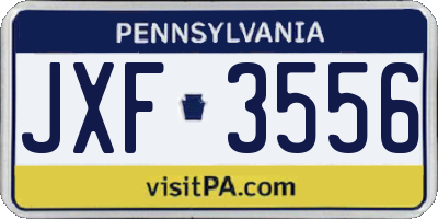 PA license plate JXF3556