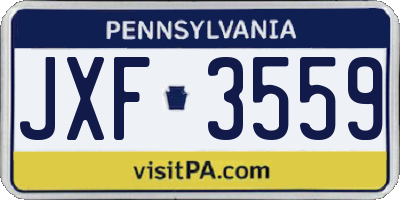 PA license plate JXF3559