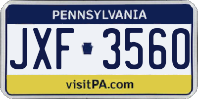 PA license plate JXF3560