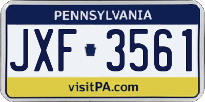 PA license plate JXF3561